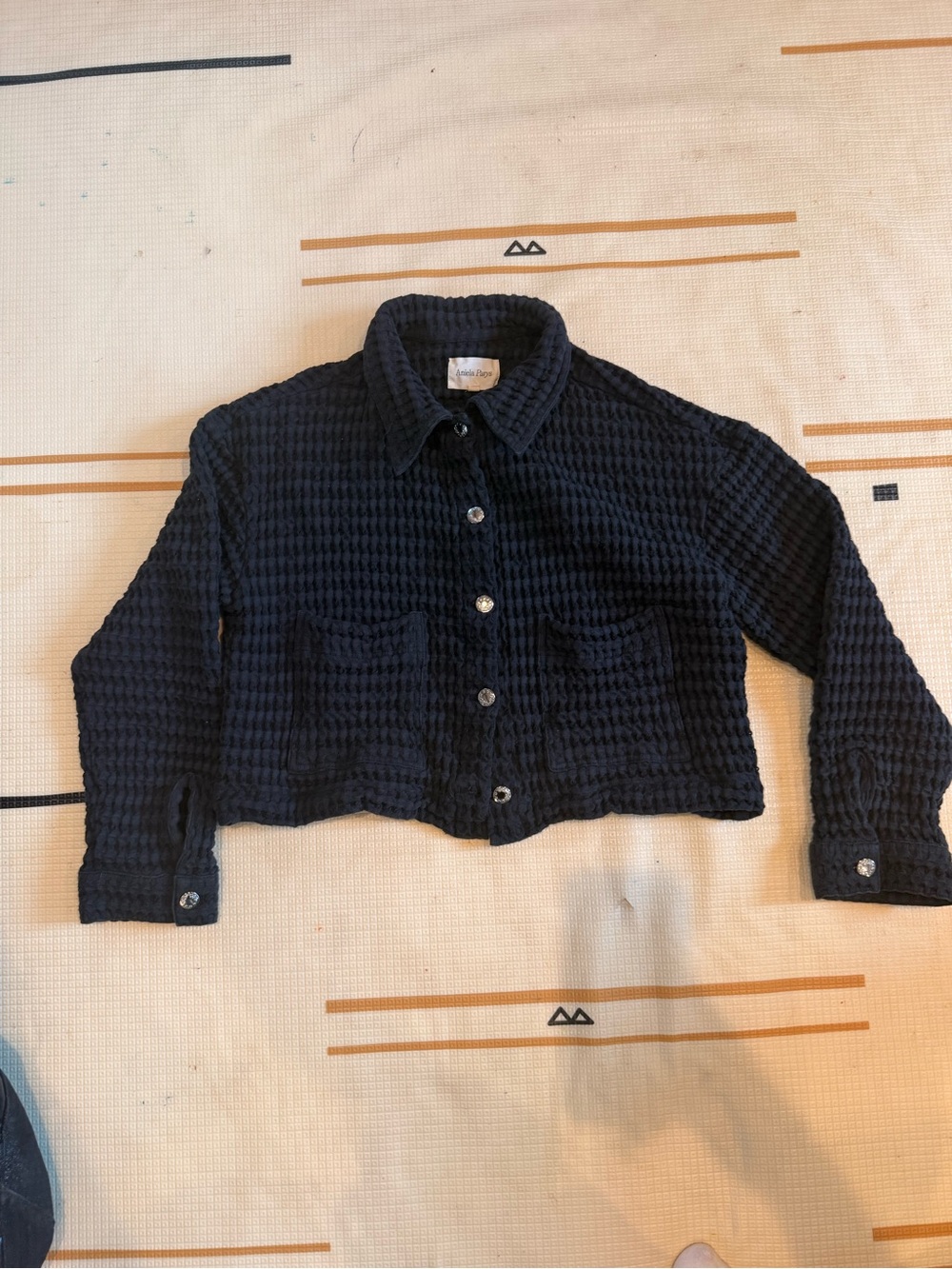Cropped black waffle jacket - Angela Parys